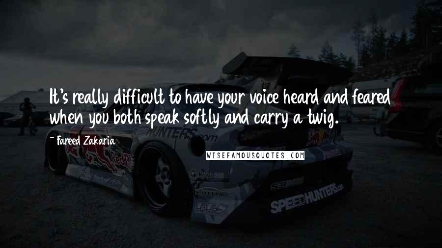 Fareed Zakaria Quotes: It's really difficult to have your voice heard and feared when you both speak softly and carry a twig.