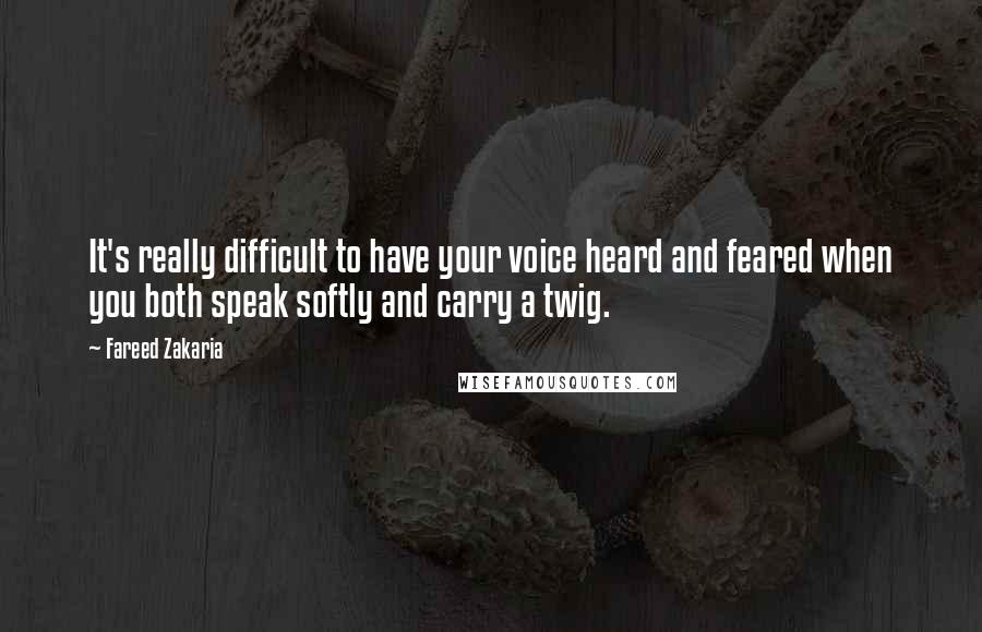 Fareed Zakaria Quotes: It's really difficult to have your voice heard and feared when you both speak softly and carry a twig.