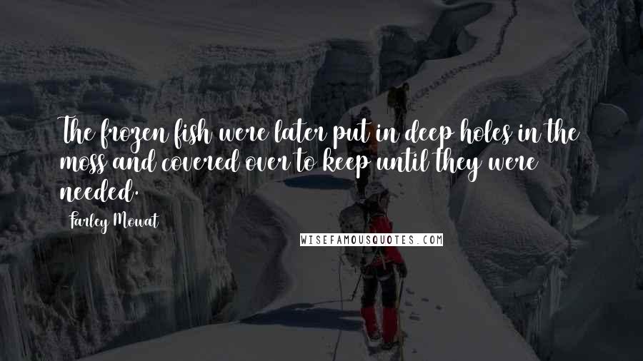Farley Mowat Quotes: The frozen fish were later put in deep holes in the moss and covered over to keep until they were needed.