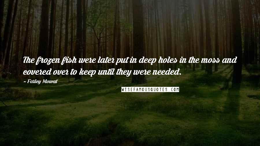 Farley Mowat Quotes: The frozen fish were later put in deep holes in the moss and covered over to keep until they were needed.