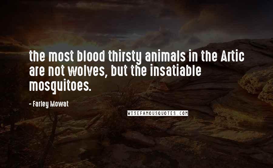 Farley Mowat Quotes: the most blood thirsty animals in the Artic are not wolves, but the insatiable mosquitoes.