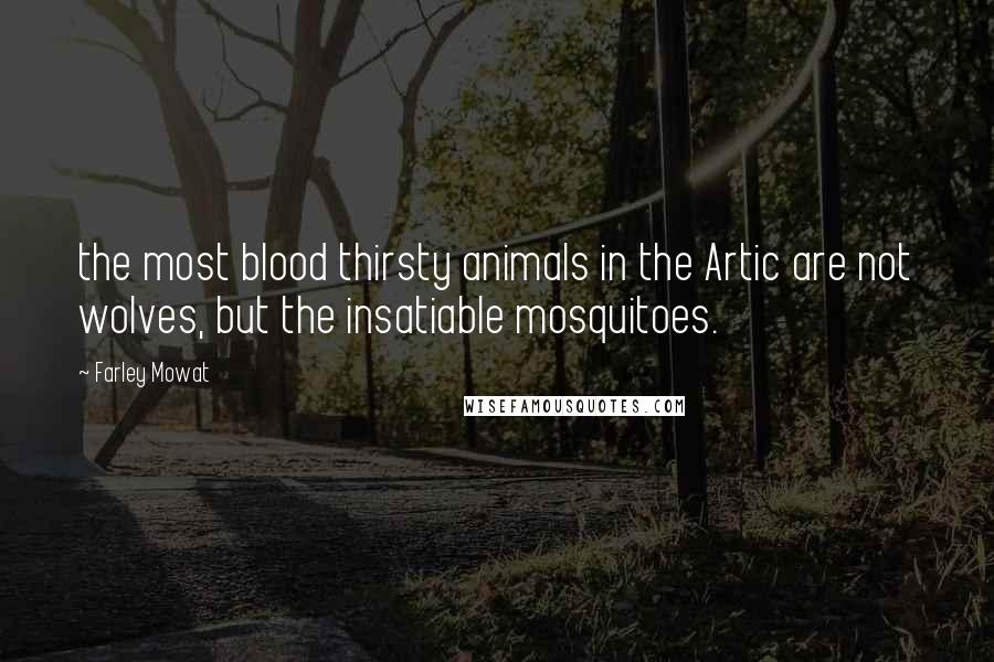 Farley Mowat Quotes: the most blood thirsty animals in the Artic are not wolves, but the insatiable mosquitoes.