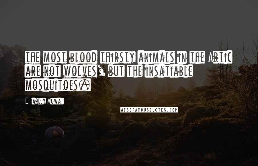 Farley Mowat Quotes: the most blood thirsty animals in the Artic are not wolves, but the insatiable mosquitoes.