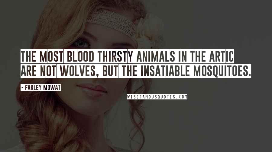 Farley Mowat Quotes: the most blood thirsty animals in the Artic are not wolves, but the insatiable mosquitoes.