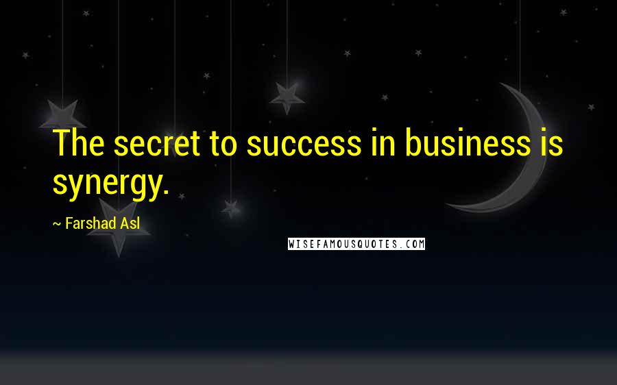 Farshad Asl Quotes: The secret to success in business is synergy.