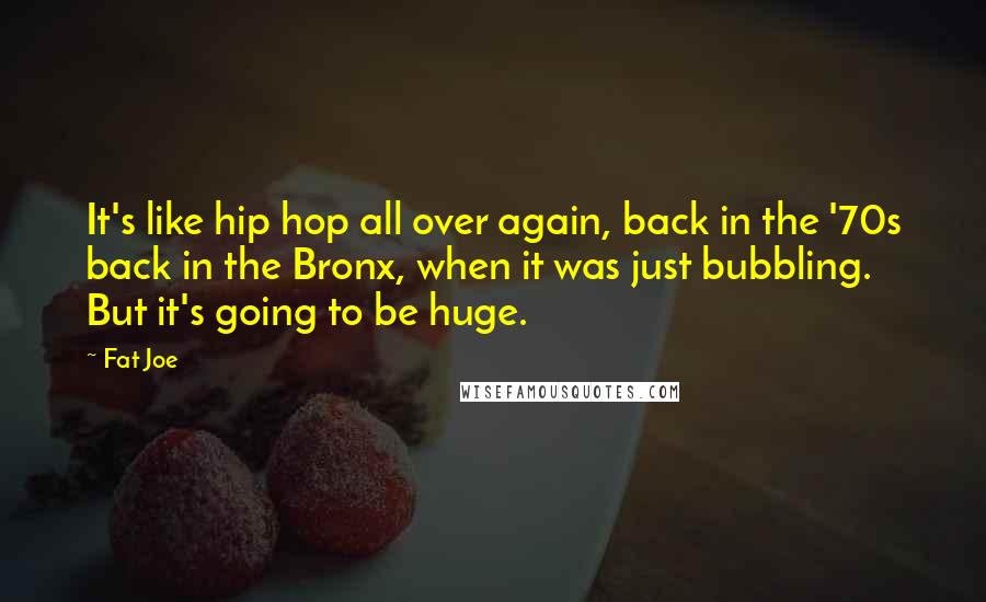 Fat Joe Quotes: It's like hip hop all over again, back in the '70s back in the Bronx, when it was just bubbling. But it's going to be huge.