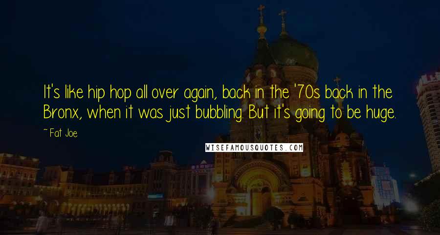 Fat Joe Quotes: It's like hip hop all over again, back in the '70s back in the Bronx, when it was just bubbling. But it's going to be huge.