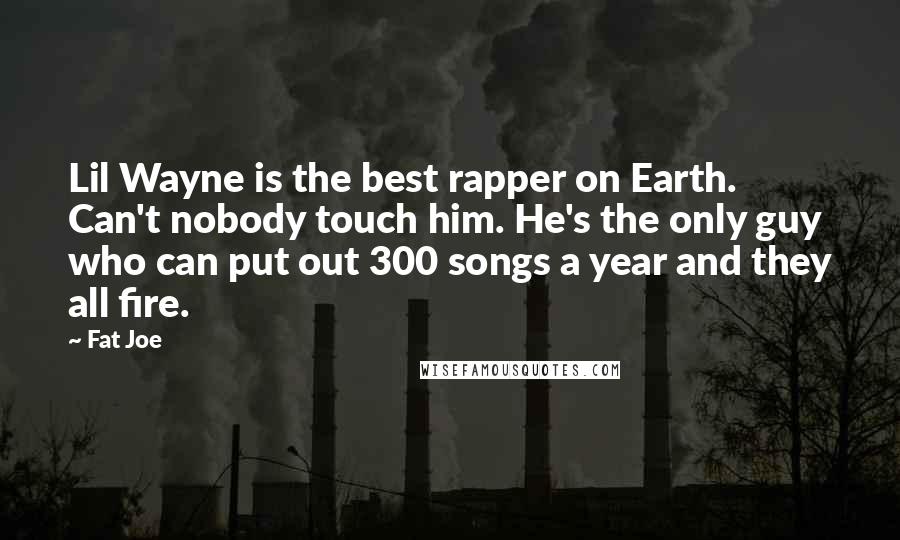 Fat Joe Quotes: Lil Wayne is the best rapper on Earth. Can't nobody touch him. He's the only guy who can put out 300 songs a year and they all fire.