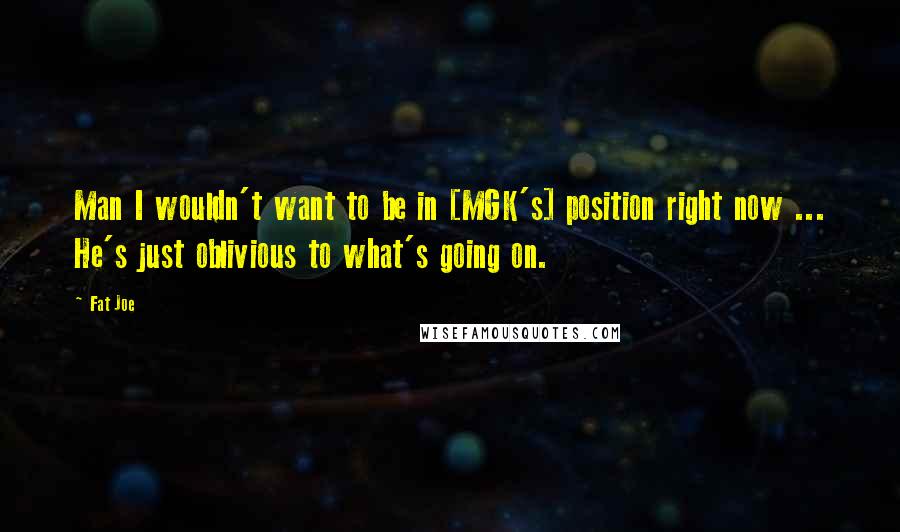 Fat Joe Quotes: Man I wouldn't want to be in [MGK's] position right now ... He's just oblivious to what's going on.