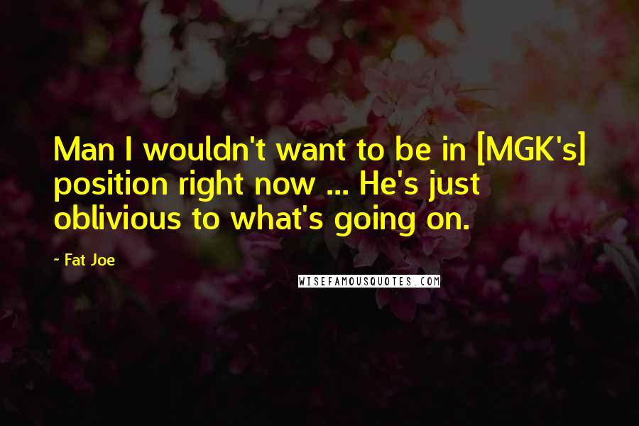Fat Joe Quotes: Man I wouldn't want to be in [MGK's] position right now ... He's just oblivious to what's going on.