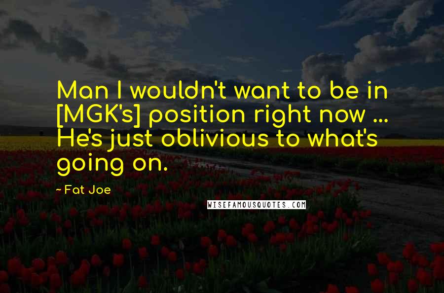 Fat Joe Quotes: Man I wouldn't want to be in [MGK's] position right now ... He's just oblivious to what's going on.