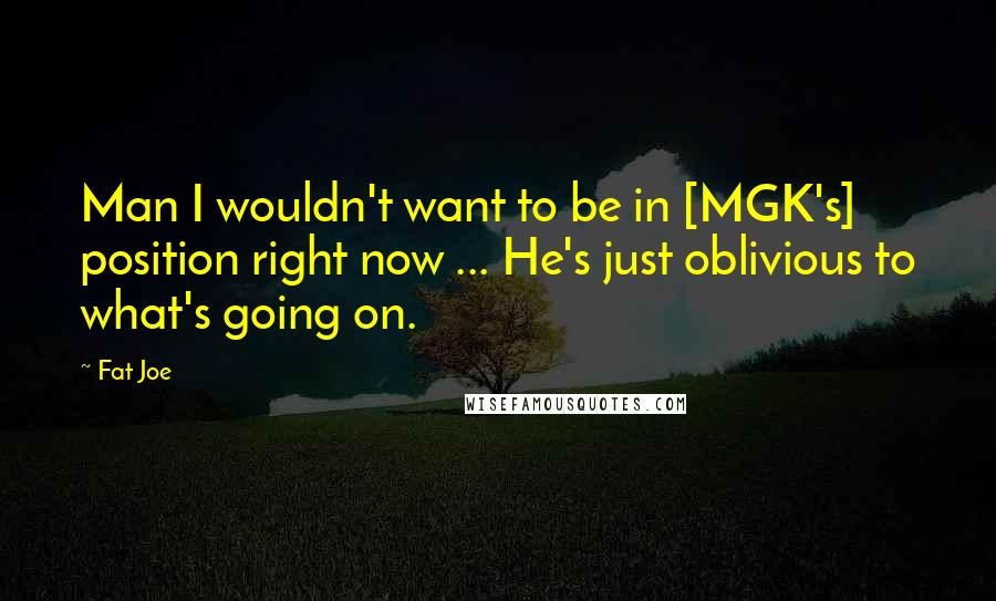Fat Joe Quotes: Man I wouldn't want to be in [MGK's] position right now ... He's just oblivious to what's going on.