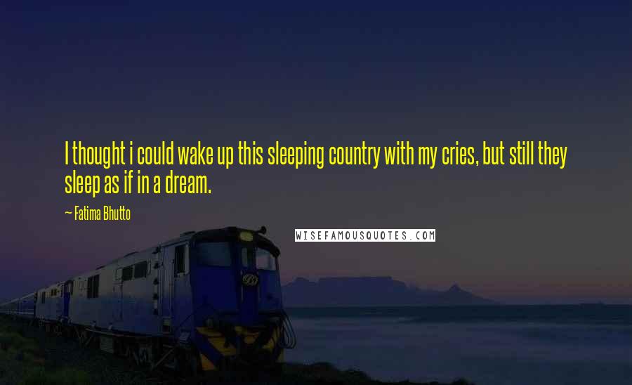 Fatima Bhutto Quotes: I thought i could wake up this sleeping country with my cries, but still they sleep as if in a dream.