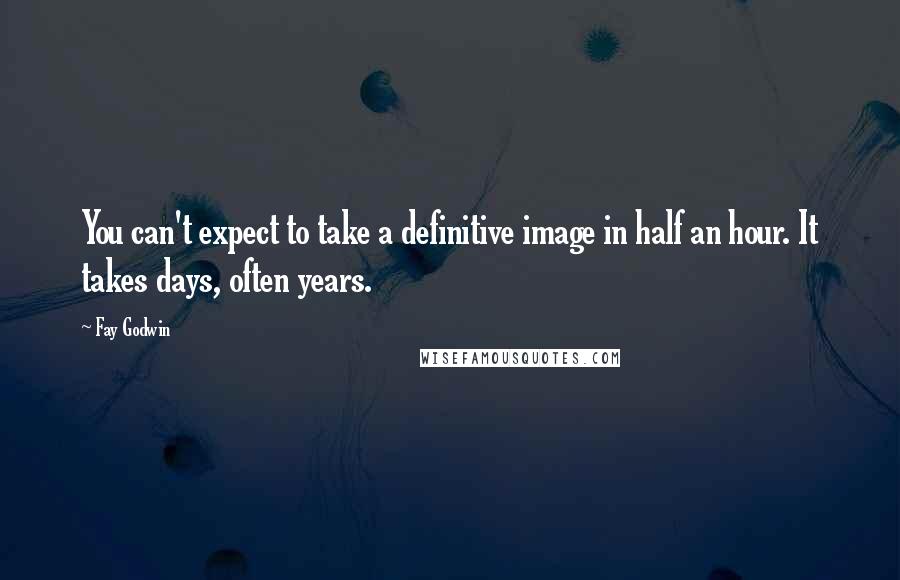 Fay Godwin Quotes: You can't expect to take a definitive image in half an hour. It takes days, often years.