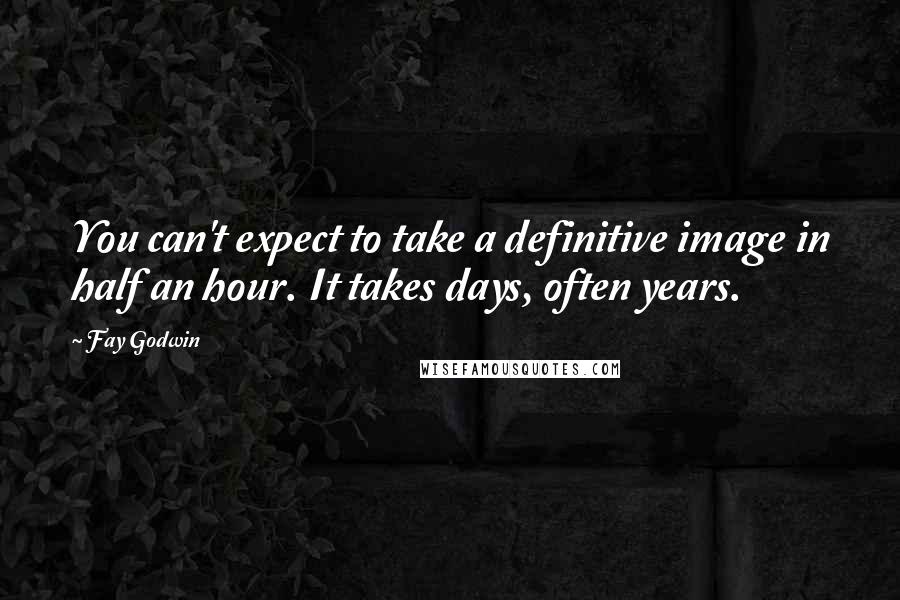 Fay Godwin Quotes: You can't expect to take a definitive image in half an hour. It takes days, often years.