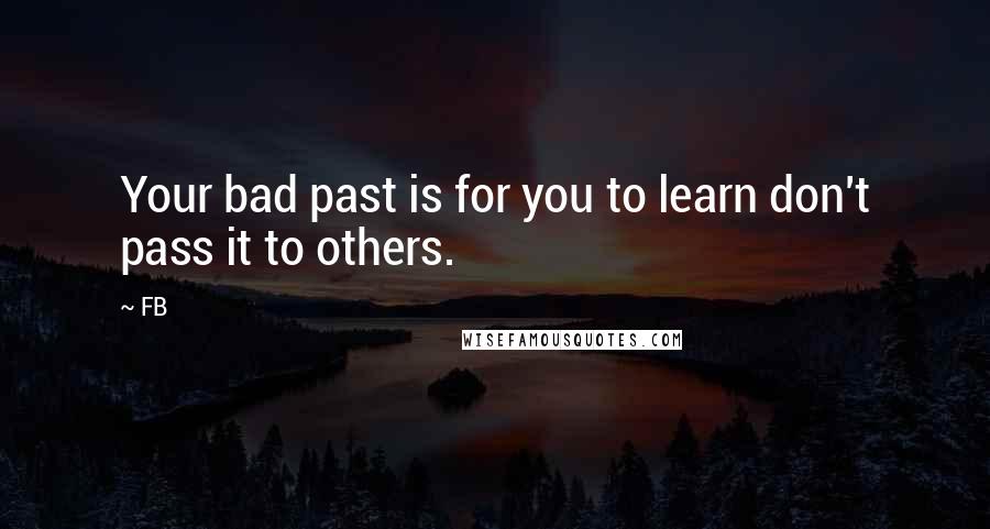 FB Quotes: Your bad past is for you to learn don't pass it to others.