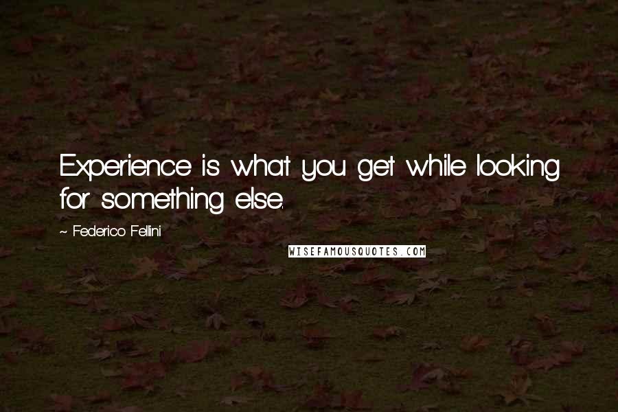 Federico Fellini Quotes: Experience is what you get while looking for something else.