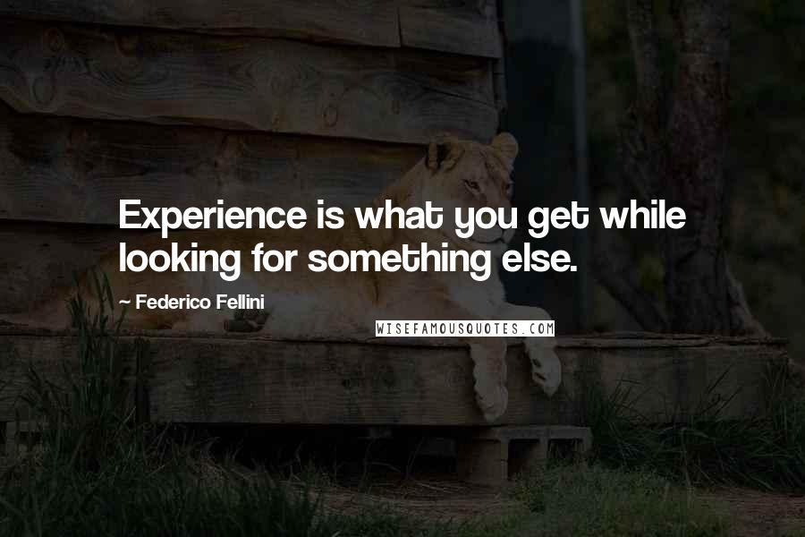 Federico Fellini Quotes: Experience is what you get while looking for something else.