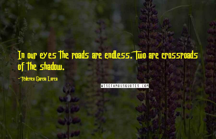 Federico Garcia Lorca Quotes: In our eyes the roads are endless. Two are crossroads of the shadow.