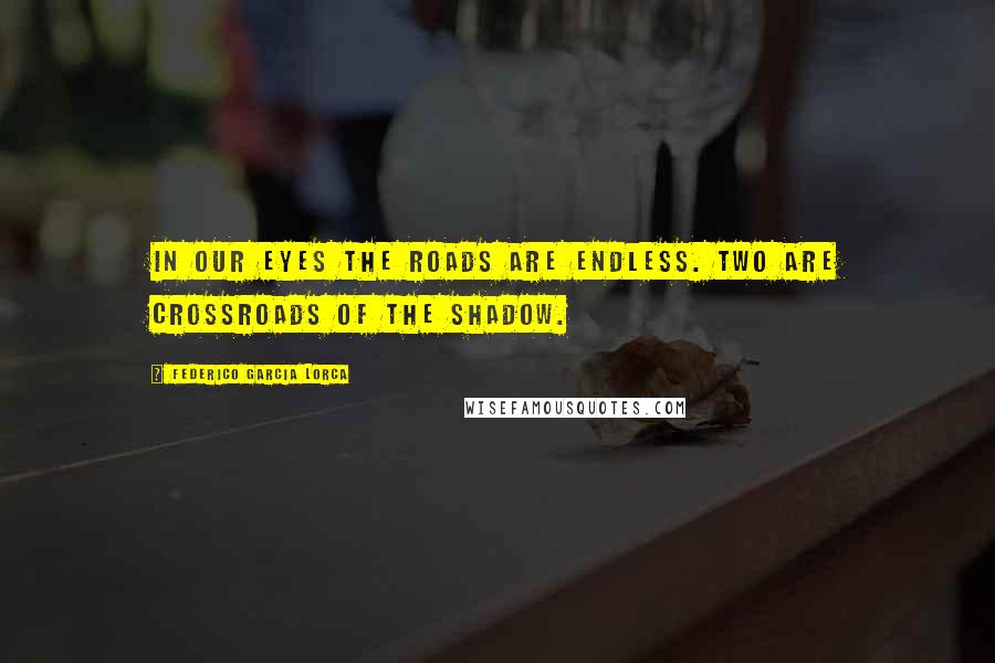 Federico Garcia Lorca Quotes: In our eyes the roads are endless. Two are crossroads of the shadow.