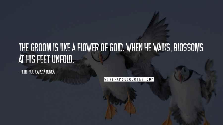Federico Garcia Lorca Quotes: The groom is like a flower of gold. When he walks, blossoms at his feet unfold.