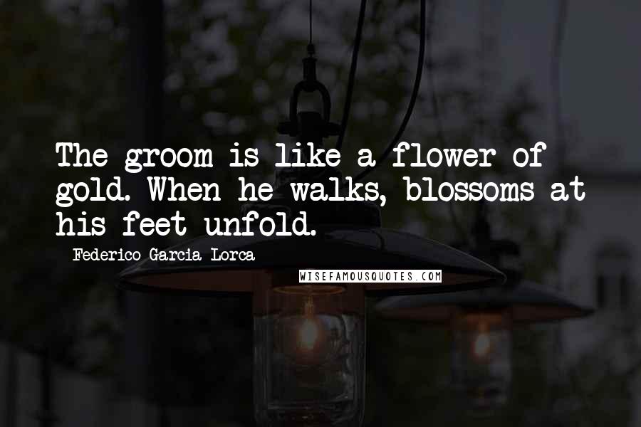 Federico Garcia Lorca Quotes: The groom is like a flower of gold. When he walks, blossoms at his feet unfold.