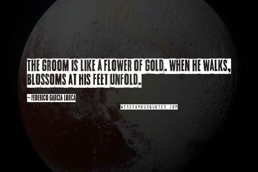 Federico Garcia Lorca Quotes: The groom is like a flower of gold. When he walks, blossoms at his feet unfold.