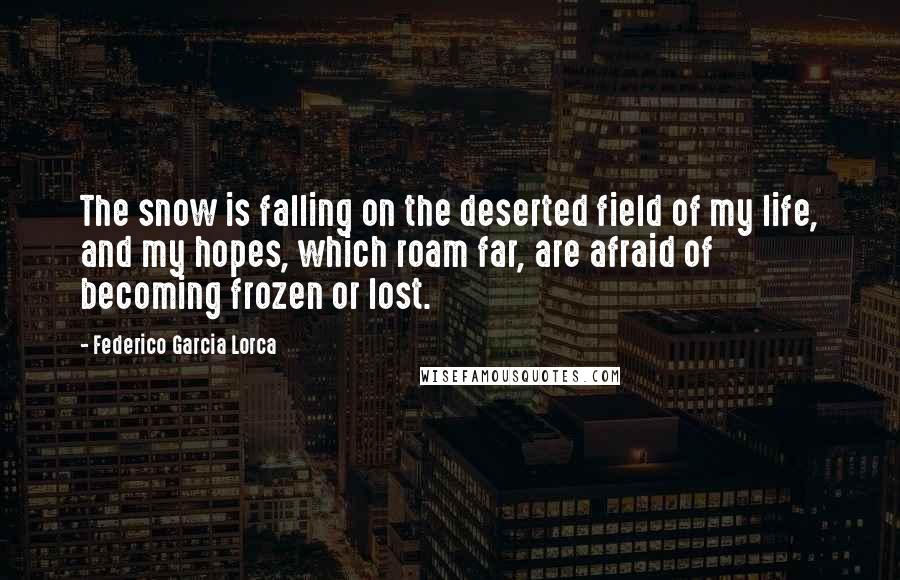 Federico Garcia Lorca Quotes: The snow is falling on the deserted field of my life, and my hopes, which roam far, are afraid of becoming frozen or lost.