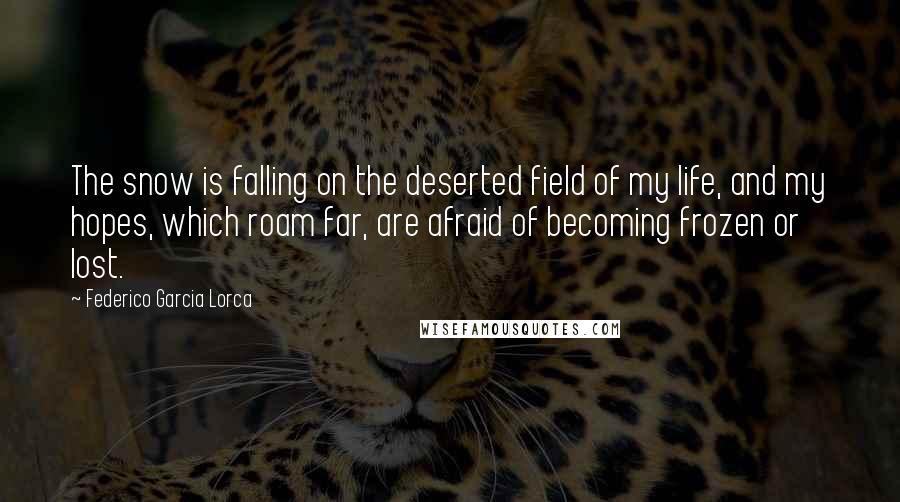 Federico Garcia Lorca Quotes: The snow is falling on the deserted field of my life, and my hopes, which roam far, are afraid of becoming frozen or lost.