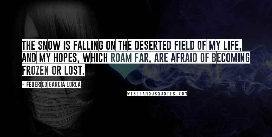 Federico Garcia Lorca Quotes: The snow is falling on the deserted field of my life, and my hopes, which roam far, are afraid of becoming frozen or lost.