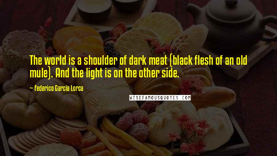 Federico Garcia Lorca Quotes: The world is a shoulder of dark meat (black flesh of an old mule). And the light is on the other side.