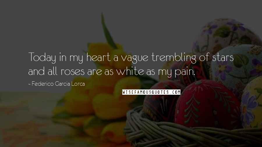 Federico Garcia Lorca Quotes: Today in my heart a vague trembling of stars and all roses are as white as my pain.