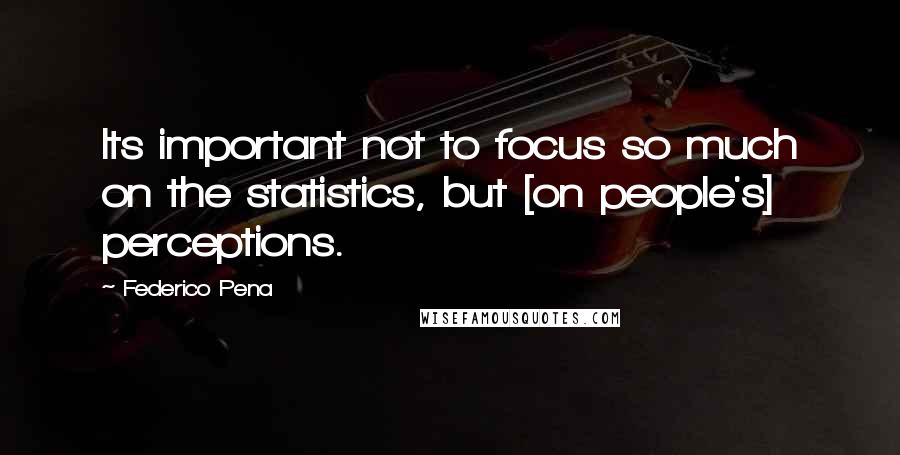 Federico Pena Quotes: Its important not to focus so much on the statistics, but [on people's] perceptions.