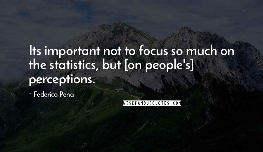 Federico Pena Quotes: Its important not to focus so much on the statistics, but [on people's] perceptions.