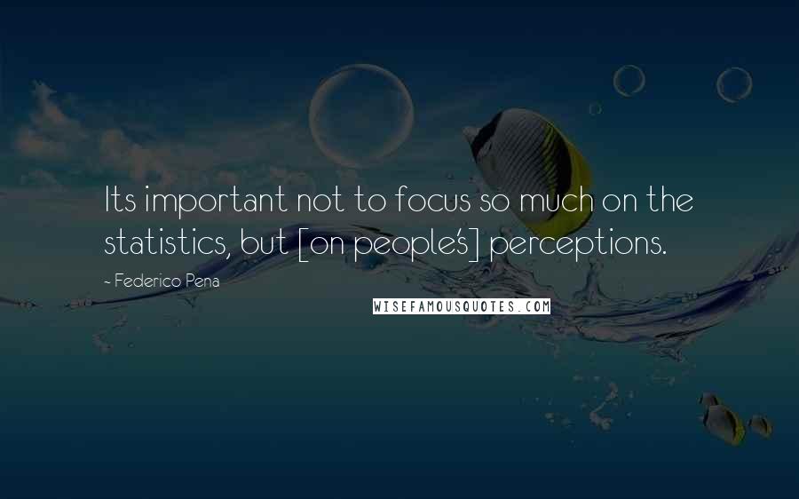 Federico Pena Quotes: Its important not to focus so much on the statistics, but [on people's] perceptions.