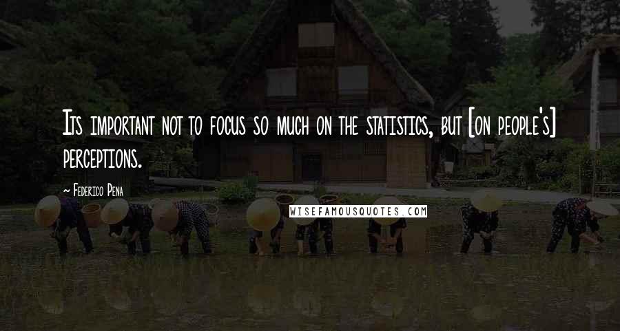 Federico Pena Quotes: Its important not to focus so much on the statistics, but [on people's] perceptions.