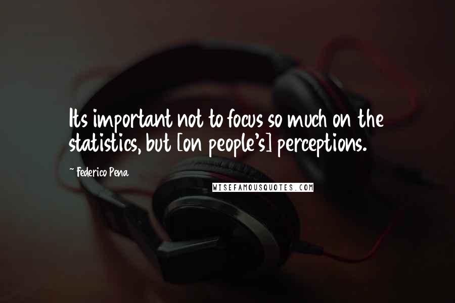 Federico Pena Quotes: Its important not to focus so much on the statistics, but [on people's] perceptions.