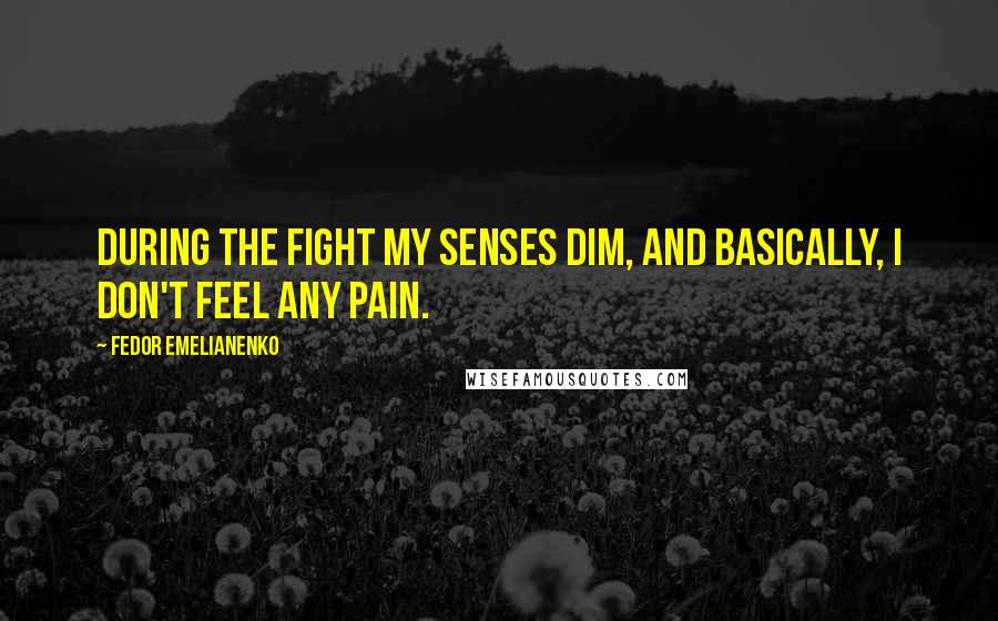 Fedor Emelianenko Quotes: During the fight my senses dim, and basically, I don't feel any pain.
