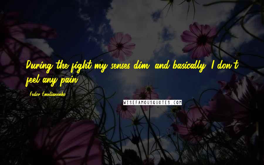 Fedor Emelianenko Quotes: During the fight my senses dim, and basically, I don't feel any pain.