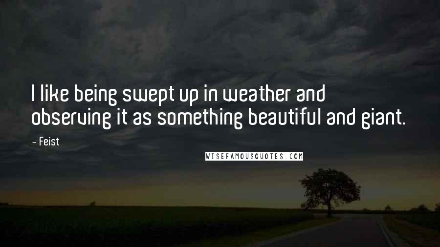 Feist Quotes: I like being swept up in weather and observing it as something beautiful and giant.