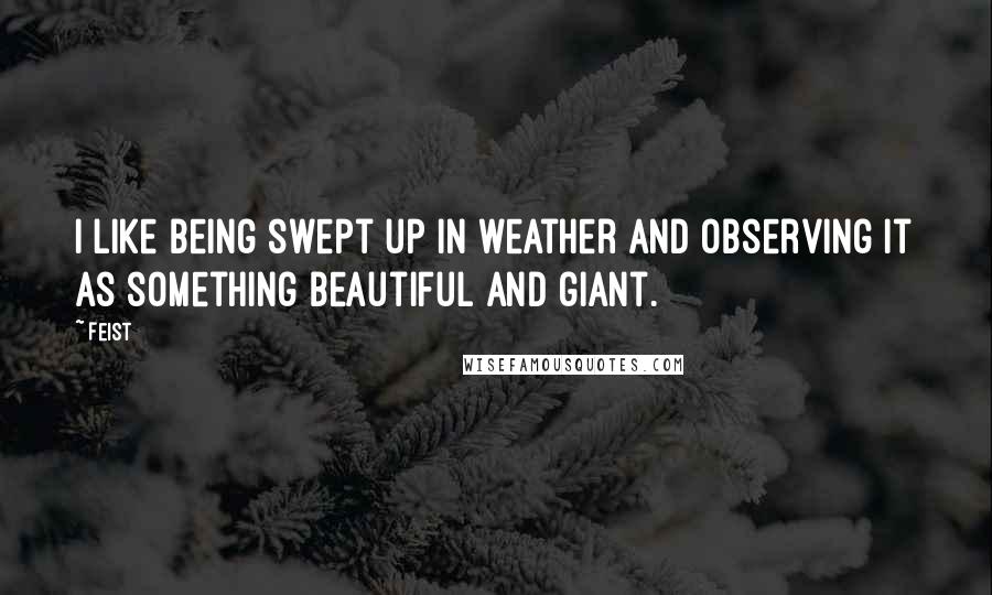 Feist Quotes: I like being swept up in weather and observing it as something beautiful and giant.