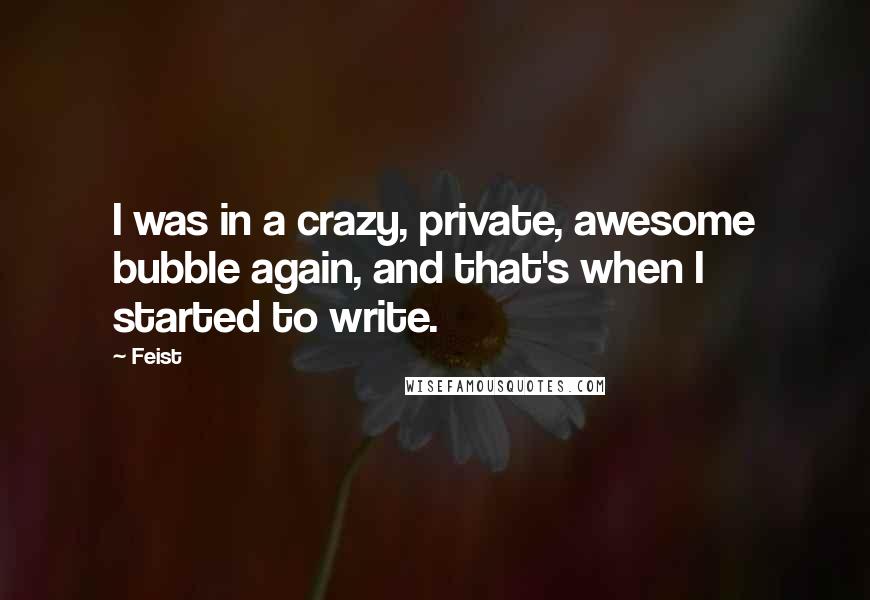 Feist Quotes: I was in a crazy, private, awesome bubble again, and that's when I started to write.