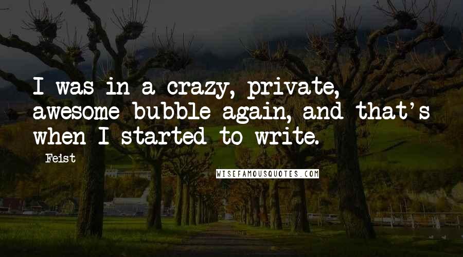 Feist Quotes: I was in a crazy, private, awesome bubble again, and that's when I started to write.