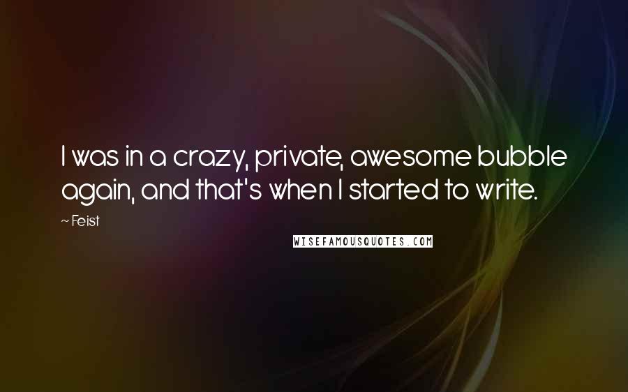 Feist Quotes: I was in a crazy, private, awesome bubble again, and that's when I started to write.