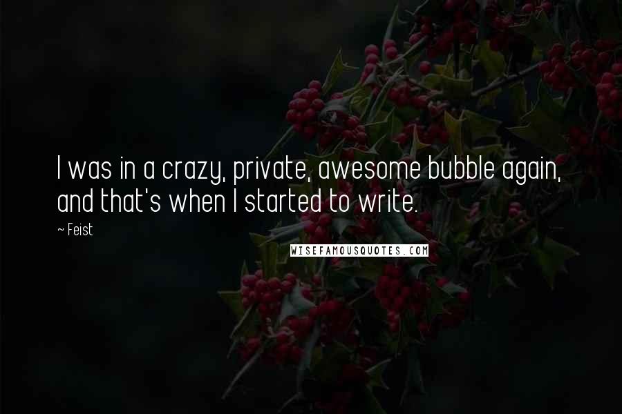 Feist Quotes: I was in a crazy, private, awesome bubble again, and that's when I started to write.