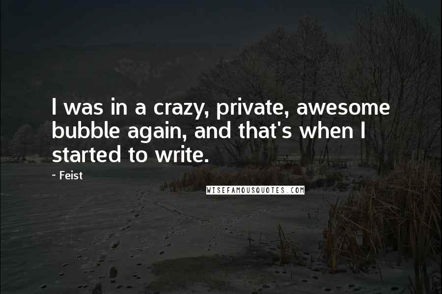 Feist Quotes: I was in a crazy, private, awesome bubble again, and that's when I started to write.