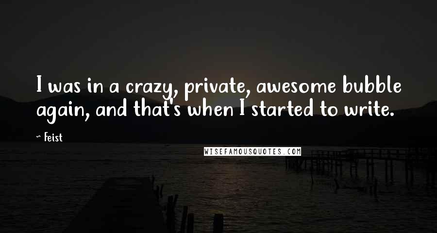 Feist Quotes: I was in a crazy, private, awesome bubble again, and that's when I started to write.