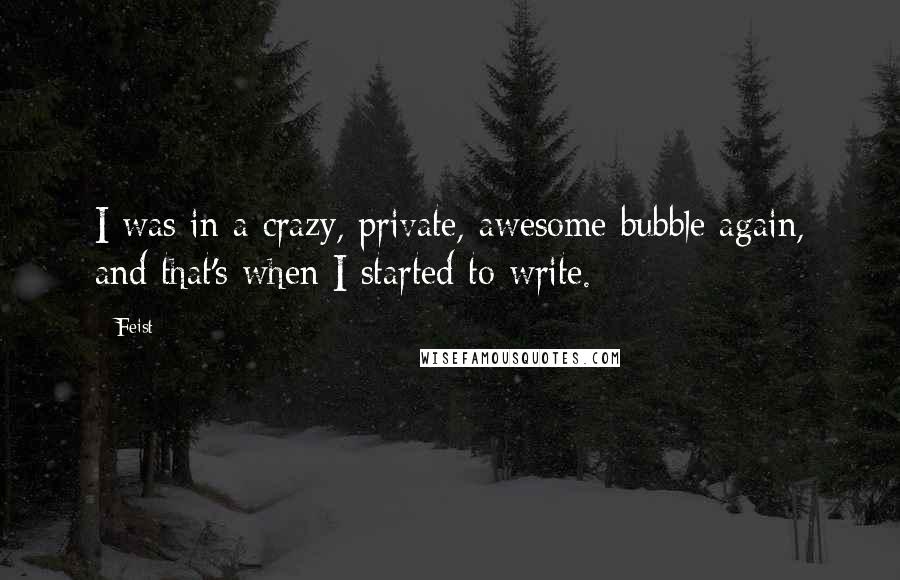 Feist Quotes: I was in a crazy, private, awesome bubble again, and that's when I started to write.