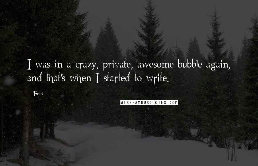 Feist Quotes: I was in a crazy, private, awesome bubble again, and that's when I started to write.