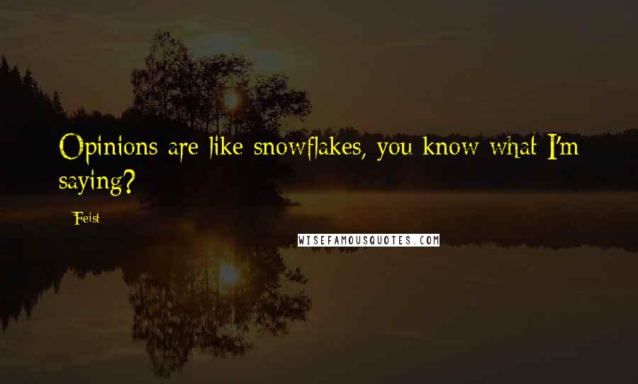 Feist Quotes: Opinions are like snowflakes, you know what I'm saying?
